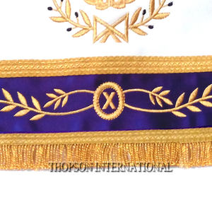 Fabriqué à la main Grand Lodge Officier Tablier en cuir Élégant Couture Couture Maçonnique Regalia Brodé Ruban Collier Cadeau - Product Image 5