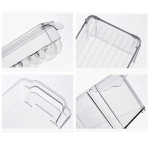 Transparent Plastic PET Kitchen Organizer Bins with Handles Square Pantry Cabinet &amp; Refrigerator Food Storage <strong>Containers</strong> - Product Image 4
