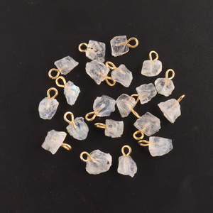 Conectores de piedras preciosas chapadas en oro/plata, piedra lunar arcoíris natural de Fuego Azul rugoso, precio de fábrica, novedad - Product Image 5