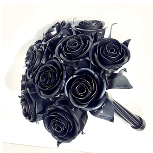 Rosa y Flor Decorativa de Metal Grafito, Rosa y Flor de Metal Hechas a Mano - Product Image 6