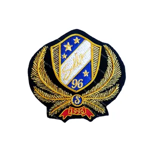 Bullion upacara lambang kerajaan emas peringkat seremonial lencana blazer patch lencana