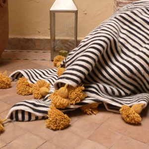 Moroccan <b>Throw</b> Blanket, Pom Pom Blankets - Product Image 1