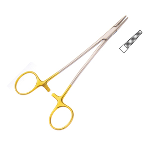 Offre Spéciale meilleure qualité 15.0 cm Crile bois 'TC' porte-aiguille en acier inoxydable verrouillage manuel Instruments à cliquet - Product Image 1