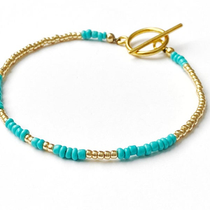 Handmade Creations Turquoise + Gold Seed <b>Bead</b> <b>Bracelet</b> - Product Image 1