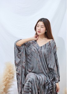 Nouveau fait à la main Tie-Dye 100% coton caftan Maxi robe Floral Beach Boho nager couvrir avec taille naturelle tissé et respirant - Product Image 4