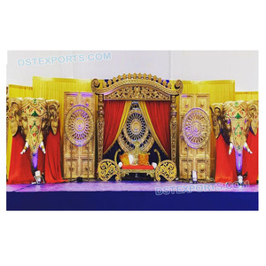 Oro etapa de configuración para Tamil bodas boda gran decorativo escenario boda recepción impresionante mira etapa - Product Image 1