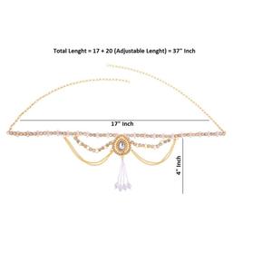 Ceinture de taille, bijoux pour femmes, en cristal indien plaqué or, chaîne de ventre, kamarbandage - Product Image 4