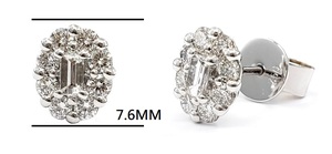 Boucles d'oreilles clous en or blanc 18 carats avec diamants véritables, 18 pièces, 0,53 carat, petites ovales baguette, bijoux de mariage précieux, tendance, directement de l'usine chinoise - Product Image 2