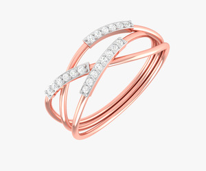 14K <b>Rose</b> Gold Natural Round Diamond Designer Wedding Ring for Women | Unique Criss Cross Studded Band Fine Jewelry Luxury Gift - Product Image 1