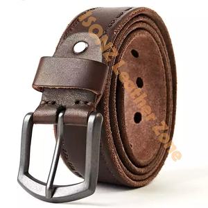 Custom <b>Reversible</b> Genuine Brown Cow Hide Leather <b>Belt</b> for <b>Men</b> Alloy for Buckle Material with Pin for Buckle Leather Straps - Product Image 1