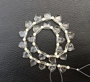 พลอยควอตซ์ใสธรรมชาติ1เส้น,ลูกปัด Briolette รูปทรงห้าเหลี่ยมเพชรพลอย24ชิ้นน่าทึ่ง - Product Image 2