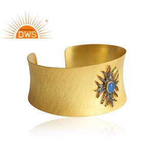 บุษราคัม,สีฟ้า Chalcedony ผู้จำหน่ายเครื่องประดับสร้อยข้อมือพลอยสีม่วงอ่อนออกแบบพระสิริชุบทอง925กำไลข้อมือเงินกว้างขายส่ง - Product Image 2