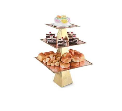 Luxury Creative Square Copper Food Display Rise for buffet best food Serving Display Direct from manufacture