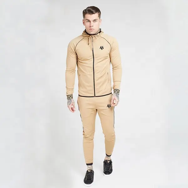 Tan Farbe Slim Fit Zipper Up benutzer definierte Hoodie Männer Hoodie Herstellung von Huzaifa Produkte PayPal Cash App akzeptiert