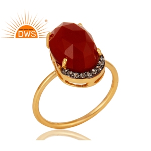 Red Onyx Gemstone Stackable Cocktail <b>CZ</b> <b>Ring</b> Jewelry Wholesaler New Design 18k Gold Plated Silver Jewelry Supplier - Product Image 2