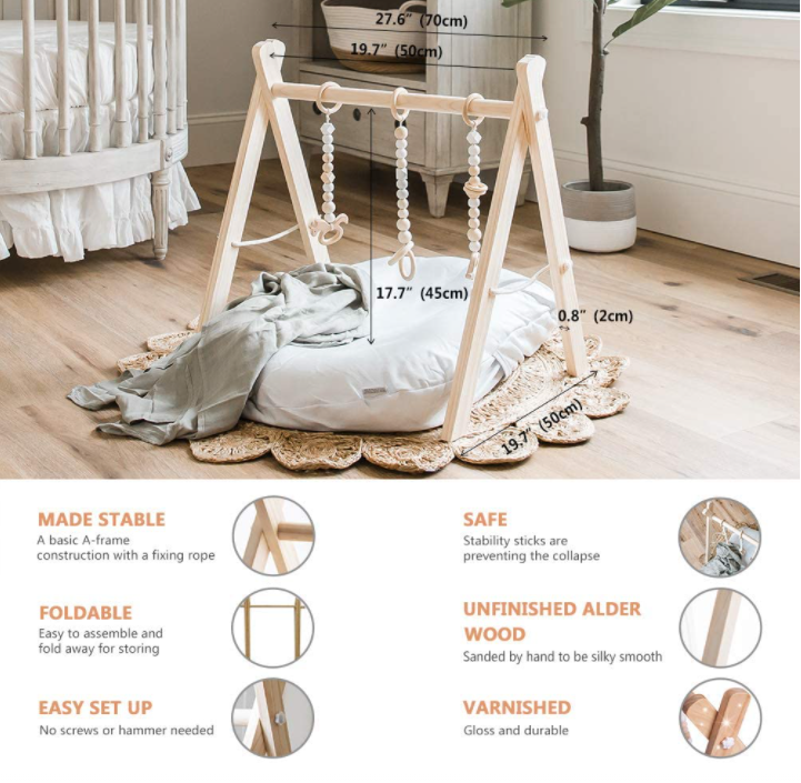 Детский деревянный игровой тренажерный зал без 6 игрушек, складная игровая рамка для тренажерного зала, подвесная детская игрушка для бара