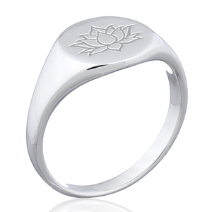 Anillo de plata de ley con flor de loto, joyería Bohemia apilable, fabricante de joyería de calidad - Product Image 1
