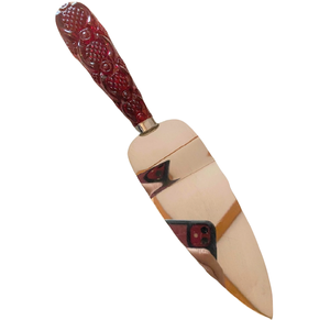 Servidor de pastel de color dorado moderno de acero inoxidable con mango de diseñador marrón perfecto para Pastel de Bodas y postre que sirve uso diario - Product Image 1