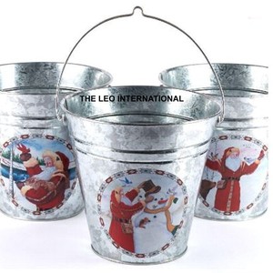 Seau en métal recyclable promotionnel, moderne, écologique, pour la maison et le jardin, rangement décoratif, forme ronde - Product Image 5