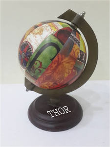 ลูกโลก5นิ้วลูกโลกโลหะหลากสีสำหรับตกแต่งสำนักงานฐานไม้แบบหมุนได้สำหรับการศึกษาภูมิศาสตร์ - Product Image 3