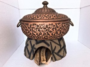 Calentador de cobre con tapa de cobre para comida, mandil de cobre para calentar comida - Product Image 2