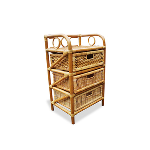 Support de meubles en rotin naturel fait à la main, de haute qualité, avec 3 tiroirs, design minimaliste et élégant - Product Image 1