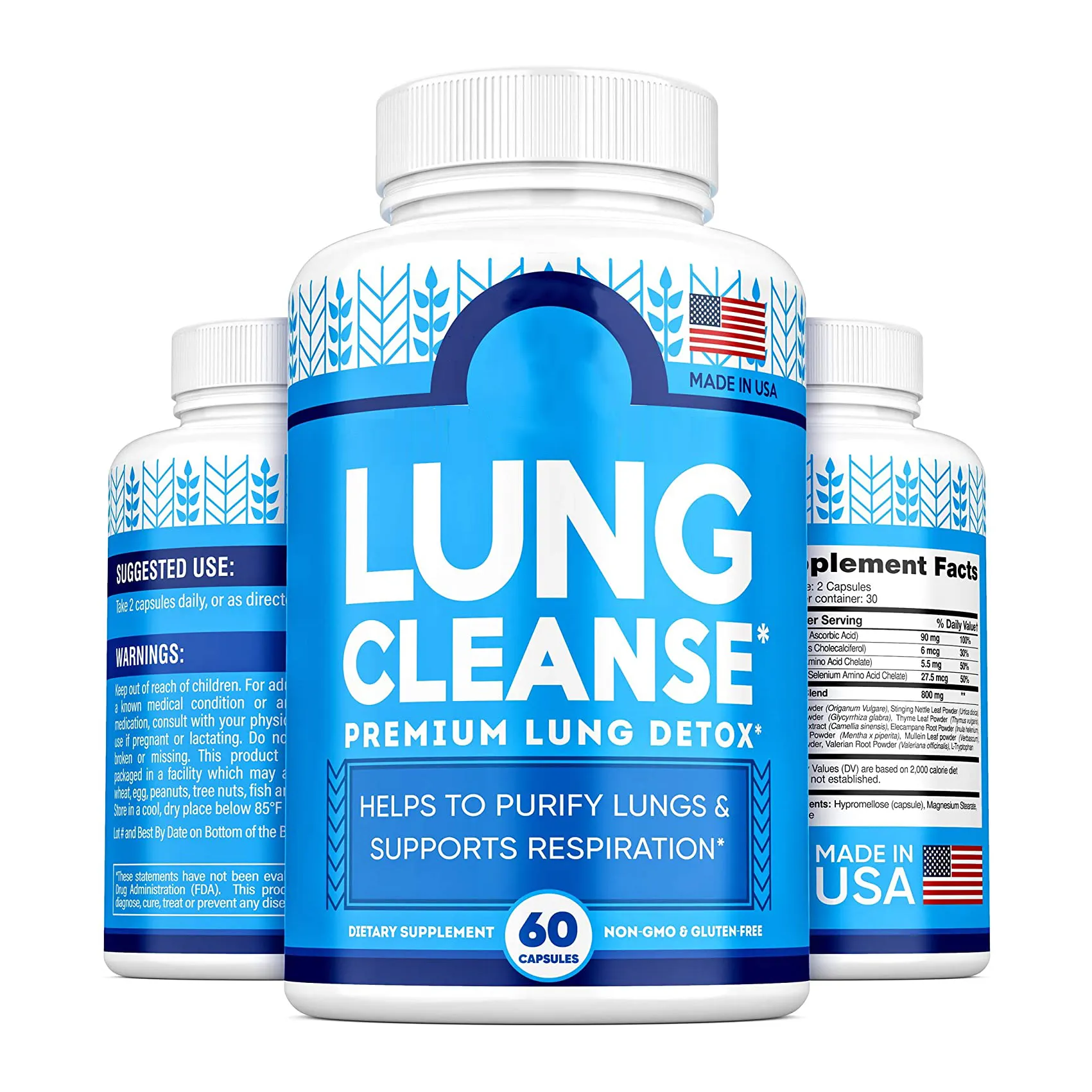 Thảo Dược Bổ Cho Lung Cleanse & Detox Hỗ Trợ Phổi Sức Khỏe Hỗ Trợ Hô Hấp Sức Khỏe 60 Viên Nang Thuần Chay