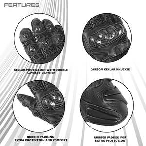 ถุงมือแข่งรถถุงมือหนังแท้ขี่รถจักรยานยนต์ถุงมือกีฬาแข่งรถจักรยานยนต์สีดำ - Product Image 4