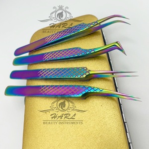 Ensemble de pinces à cils multicolores pour extensions de cils, étiquettes personnalisées, faites à la main, meilleures pinces à cils - Product Image 3