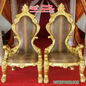เก้าอี้เจ้าสาวและเจ้าบ่าวสำหรับงานแต่งงานสไตล์ฝรั่งเศส,เก้าอี้งานแต่งสำหรับเจ้าบ่าวเจ้าสาวนักออกแบบขายส่งเก้าอี้แกะสลักสีทองสำหรับเวที - Product Image 1