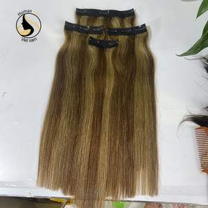 Meilleur Vente Cuticules Alignés Vierge Cheveux Extensions Clip Dans Droit En Soie Double Drawn Cheveux Clip Dans Les Extensions 100% de Cheveux Humains - Product Image 4