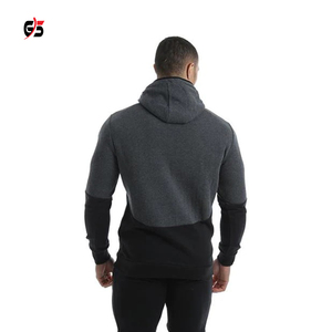 Sweat à capuche d'hiver pour hommes, fermeture éclair, Streetwear athlétique, Logo personnalisé, 100% coton, chaud, polaire lourde, veste Patchwork OEM - Product Image 5