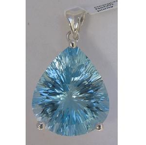 Colgante de Topacio azul cielo de corte cóncavo de Plata de Ley 925, regalo de estilo Hip Hop chapado en rodio para colgantes y dijes finos - Product Image 1