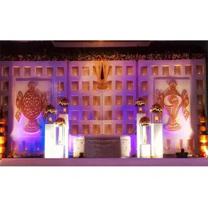 Asian Wedding Stage Candle Back-Walls Trending Wedding Box Type Candle Walls Latest Wedding Candle Wall Stage Decor