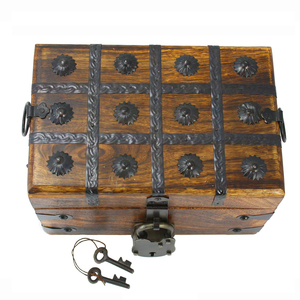 Antique <b>Wooden</b> Treasure <b>Box</b> With Iron Lock and Keys Pirate Treasure <b>Chest</b> <b>Box</b> Vintage Home Decorative Jewelry Organizer <b>Box</b> - Product Image 2