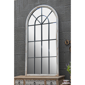 INNOVA HOME ferme style campagnard décoratif <span class=keywords><strong>shabby</strong></span> chic suspendu <span class=keywords><strong>grand</strong></span> <span class=keywords><strong>miroir</strong></span> de sol encadré arc en bois fenêtre <span class=keywords><strong>miroir</strong></span> mural - Product Image 1