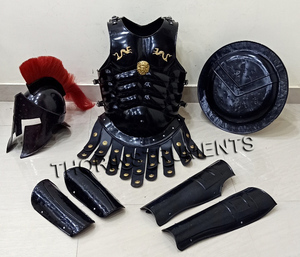 Mũ Bảo Hiểm Corinthian Màu Đen Hy Lạp Áo Giáp Cơ Bắp Bảo Vệ Chân Cánh Tay Spartan - Product Image 2