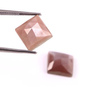 Piedra Lunar Natural para fabricación de joyas, piedra lunar Natural de corte de rosa de melocotón, Gema cuadrada facetada suelta, tamaño calibrado de 10x10mm, precio al por mayor - Product Image 1