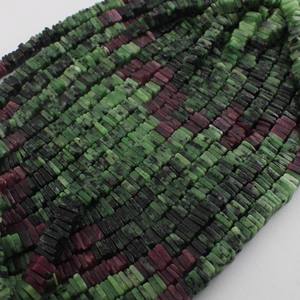 Pierres précieuses Heishi lisses de forme carrée en rubis naturel, matériau écologique, vrai brin de perles - Product Image 2