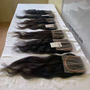 ผมอินเดียแท้แบบดิบ ไม่ผ่านการแปรรูป ผมตรง 4*4 5*5 6*6 hd Lace Closure Bundle ต่อผมแท้จากผู้ขาย - Product Image 3