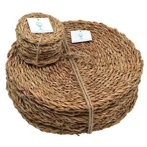 Retro Vintage Color Handmade <b>Round</b> Woven <b>Placemat</b> Seagrass Color-block Jute <b>Placemat</b> <b>Round</b> - Product Image 4