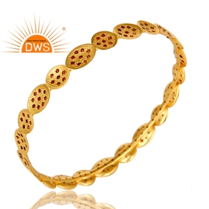 Beautiful DWS Garnet Gemstone Bangle 22 Karat Gold Plated Brass GIA Certified Trendy Fashion Jewelry - Product Image 3