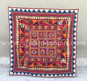 Kutch Handmade Wall Hanging-Vintage Embroidered Tapestry-Bohemian Mirror work tapestry wall piece - Boho home decor -