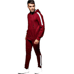 Chándal de lana de algodón de 2 piezas personalizado para hombre, ropa de calle informal ajustada de línea larga con rayas laterales, ropa de invierno con logotipo para adultos - Product Image 1