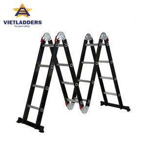 Échelle pliante en aluminium portable à six articulations EN131, 4x4 marches, capacité de 150 kg, NVLG-44, plateforme de travail polyvalente intérieure/extérieure - Product Image 2