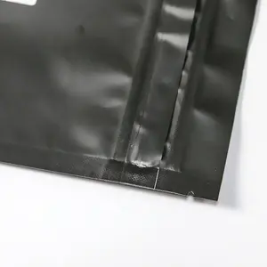 Tas Foil aluminium, kantong penyimpanan bubuk makanan ringan, kunci risleting hitam dapat ditutup kembali, kantong kemasan makanan ringan