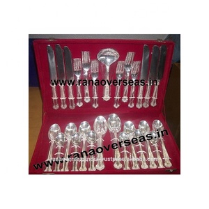 Ensemble de couverts en laiton plaqué argent vaisselle PC en métal inoxydable jetable pour maison cuisine restaurant hôtel avec boîte de rangement - Product Image 5