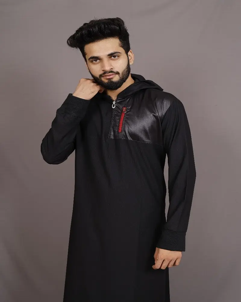 New Design Simple Muslim Men's Robe with Cotton Fashion Dubai Muslim Dress thobe Casual Mens Muslim Clothing For Young