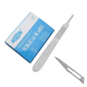 Scalpel Box of 100 Pieces Carbon Steel Surgical Scalpel Blade Sterile #11 with Free Handle # 3