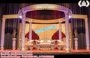 Grand Mandap de mariage doré sculpté, Mandap de mariage hindou doré sculpté aux États-Unis, Mandap de mariage indien en FRP, Fabricant de Mandap aux États-Unis - Product Image 3